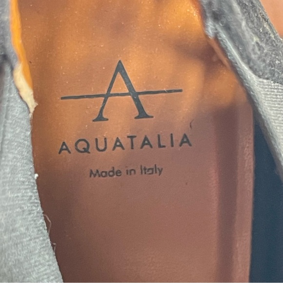 Aquatalia Shari Perforated Open Toe Suede Boots Size 10 Black Block Heel - Picture 9 of 10